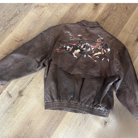 VINTAGE SCULLY BOMBER LEATHER JACKET - W ART ON BACK Size 48 - Picture 15 of 15